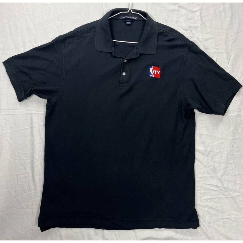 GUC Devon & Jones Men Black NBA TV Crew Polo Shirt 100% Pima Cotton D100 Size XL